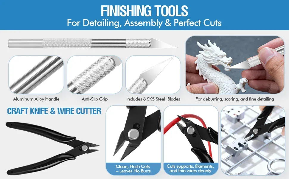 Werkzeugset 40 Teile für 3D Druck Reinigung und Veredelung